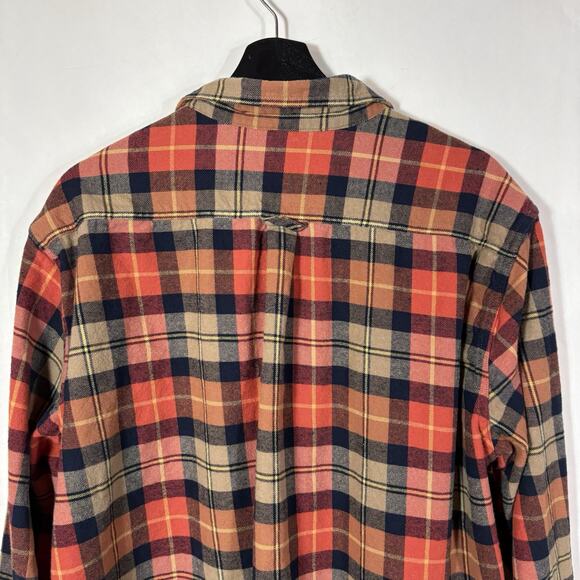Eddie Bauer Mens Flannel Shirt XXL Orange Bristol Harvest Plaid Button Up Cotton - Picture 10 of 14